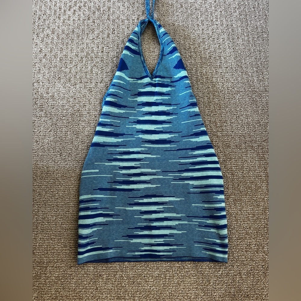 Blue and Green Halter Dress NWOT